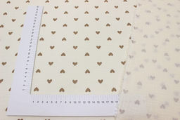 Муслин двухслойный с эф.жатости Бежевые сердечки цв.сливочный, ш.1.4м, хлопок-100%, 120гр/м.кв - Купава фото 4