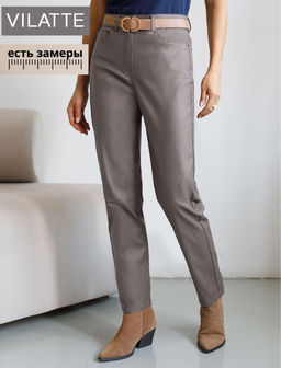 Брюки mom fit из эластичного хлопка с покрытием под кожу