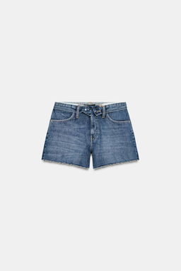 SHORTS TIRO BAJO CON VUELTA / Azul medio