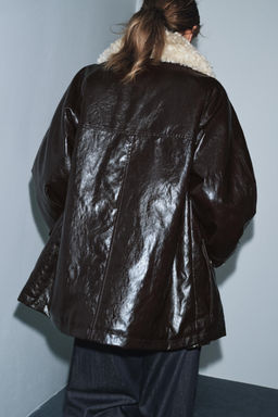 FAUX FUR COLLAR JACKET ZW COLLECTION - Zara фото 6