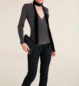 Пуловер, черно-серебристый