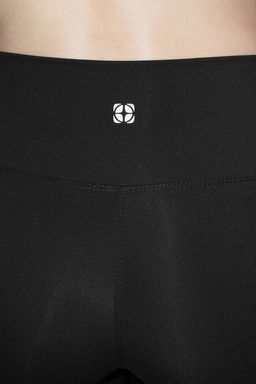 Siyah Soft F?rcal? Kumas Reflektor Bask? Detayl? Tam Boy Orme Spor Tayt THMAW25TY00020