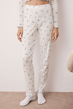 Pembe %100 Pamuklu Cicekli Kurdele/Fiyonklu Fitilli/Pointel Orme Pijama Tak?m? THMAW26PT00070 - Trendyolmilla фото 3