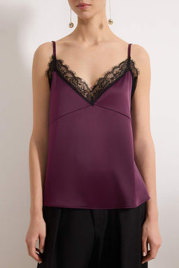 Mor Dantel Garnili Saten Party Bluz TPRSS26BZ00037 - Trendyolmilla фото 3