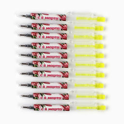 Цена за 10 шт. Ручка шариковая, синяя паста, 0.5 мм, автоматическая мини С 8 марта