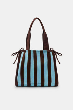 MAXI BOLSA ALGOD?N 100% RAYAS / Azul - Zara фото 2