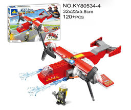 Конструктор "KAZI" 120 дет. "Пожарный самолет + фигурка" (KY80534-4) в коробке (р)
