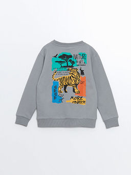 Bisiklet Yaka Bask?l? Uzun Kollu Erkek ?ocuk Sweatshirt - Waikiki фото 3