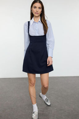 Trendyolmilla Lacivert Vucudu Saran Gomlek Detayl? Mini Dokuma Elbise TWOSS25EL00232  фото 2