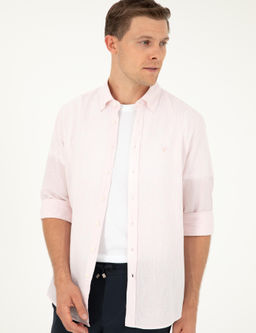 Pembe Slim Fit Keten Kar___ml_ G_mlek