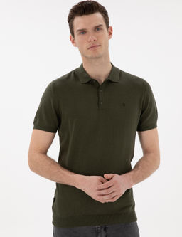 Haki Slim Fit D__meli Polo Yaka Triko Ti__rt - Pierre cardin фото 3