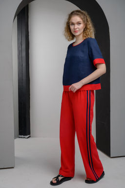 70%ЛЁН+30% ВИСКОЗА Яркие прямые брюки - Новый лен фото 3