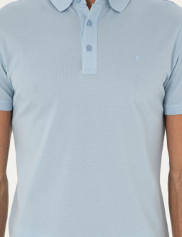 Голубая базовая футболка узкого кроя - Cacharel фото 6