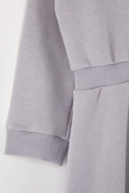 Gri Slogan Bask?l? Bisiklet Yaka A-line K?z Cocuk Orme Elbise TKDAW26EL00009 - Trendyolmilla фото 2