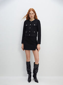 Beli Fermuarl? Ekose Kad?n Etek