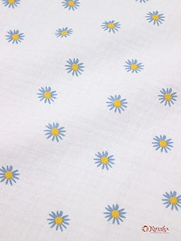 Муслин двухслойный с эф.жатости Ромашки цв.белый, ш.1.35м, хлопок-100%, 110гр/м.кв