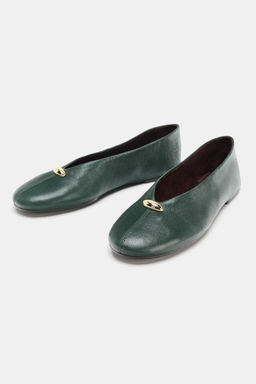 LEATHER BALLET FLATS WITH APPLIQU_ - Zara фото 9