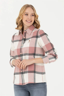 Женская пудровая рубашка с длинным рукавом Неожиданная скидка в корзине