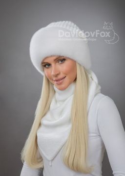Комплект Ника норка трикотаж белая косынка