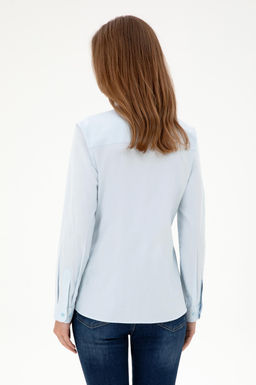 Женская голубая базовая рубашка с длинным рукавом Неожиданная скидка в корзине - U.s. polo assn фото 5