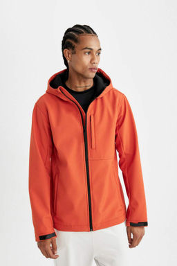 Водоотталкивающее пальто из софтшелла с капюшоном стандартной посадки DeFactoFit