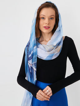 Большой, мягкий, тонкий и очень нежный двусторонний палантин с рисунком в стиле арт-деко - Tantino фото 8