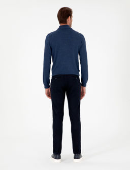 Lacivert Slim Fit Kanvas Pantolon