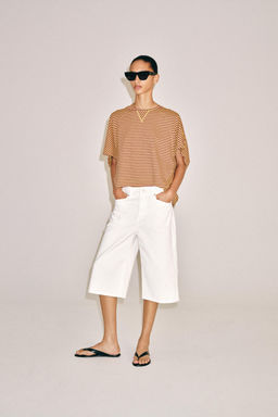 CAMISETA OVERSIZED RAYAS / amarillo