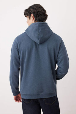 Indigo Oversize/Genis Kesim Kapusonlu Ici Polar/S?cak Tutan Sweatshirt TMNAW23SW00195