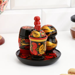 Набор для специй дерево «Ягодка», 4 предмета, хохлома