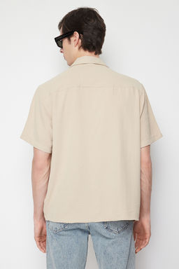 TRENDYOL MAN Siyah Siyah Oversize Fit Yazl?k K?sa Kollu Keten Gorunumlu Gomlek Gomlek TMNSS24GO00019 - Trendyolmilla фото 15