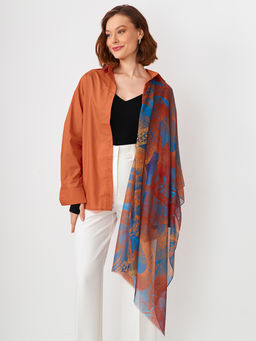 Большой, мягкий, тонкий и очень нежный двусторонний палантин с рисунком в стиле арт-деко - Tantino фото 4