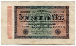 Банкнота 20000 марок 1923 года Германия
