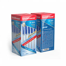 Цена за 50 шт. Ручка шариковая ErichKrause R-301 Stick&Grip Classic 1.0, цвет чернил красный (в коробке по 50 шт.)