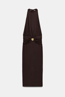 VESTIDO HALTER DRAPEADO / Marr?n - Zara фото 6