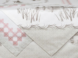 Комплект столовый 44731-БЧ 145*145 +6 салф. 40*40 D1902 "Танец серых журавлей"