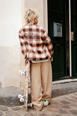 CHECK OVERSHIRT WITH FAUX SHEARLING LINING - Zara фото 5