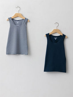 Bisiklet Yaka Pamuklu Erkek ?ocuk Atlet 2li