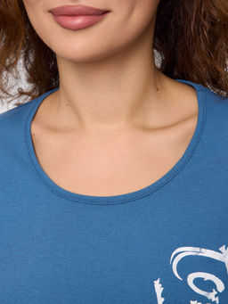 Лонгслив женский из кулирки синий тудей