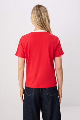 K_rm_z_ Regular/Normal Kal_p Kontrast Detayl_ K_sa Kol %100 Pamuk _rme T-shirt TWOSS26TS00322 - Trendyolmilla фото 5