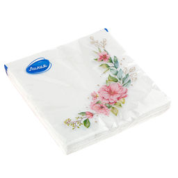 Салфетки бумажные 33х33см Лилия, 2-х слойные, 20 штук в упаковке, Лейтмотив (Россия)