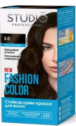 Студио "Fashion Color" Стойкая краска д/в тон 3.0 Тёмно-каштанов. 50/50/15мл.(6) / 95597