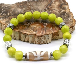 Браслет Дзи "Аристократ" агат бочонок 10*29мм из кварца шарик 10мм, 19см Радуга камня