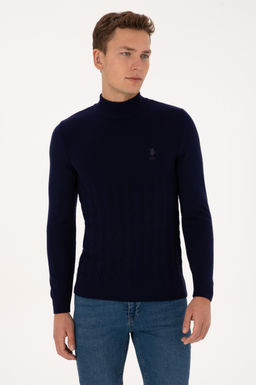 Erkek Slim Fit Yar_m Bal_k__ Yaka Lacivert Kazak - U.s. polo assn фото 3