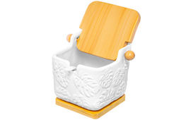 Банка д/сыпучих продуктов 300 мл 12*9*9,5 см Тропики с ложкой, откидной бамбуковой крышкой - Elan gallery фото 4