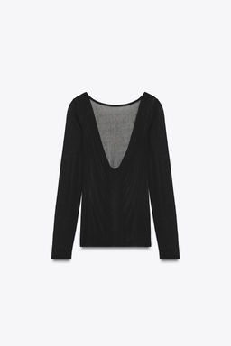 SEMI-SHEER T-SHIRT WITH DRAPED BACK - Zara фото 3