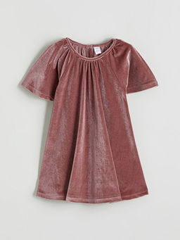 Bisiklet Yaka Kadife K?z ?ocuk Elbise