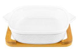 Блюдо д/зап и серв 31,5*25,6*12,5 см 2 л Розы + стекл крышка на дер подставке - Elan gallery фото 6