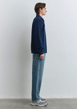 Polo Yaka Mavi Patch Logo Lacivert Sweatshirt