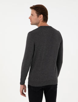Antrasit Melanj Slim Fit Bisiklet Yaka Triko Kazak - Pierre cardin фото 5